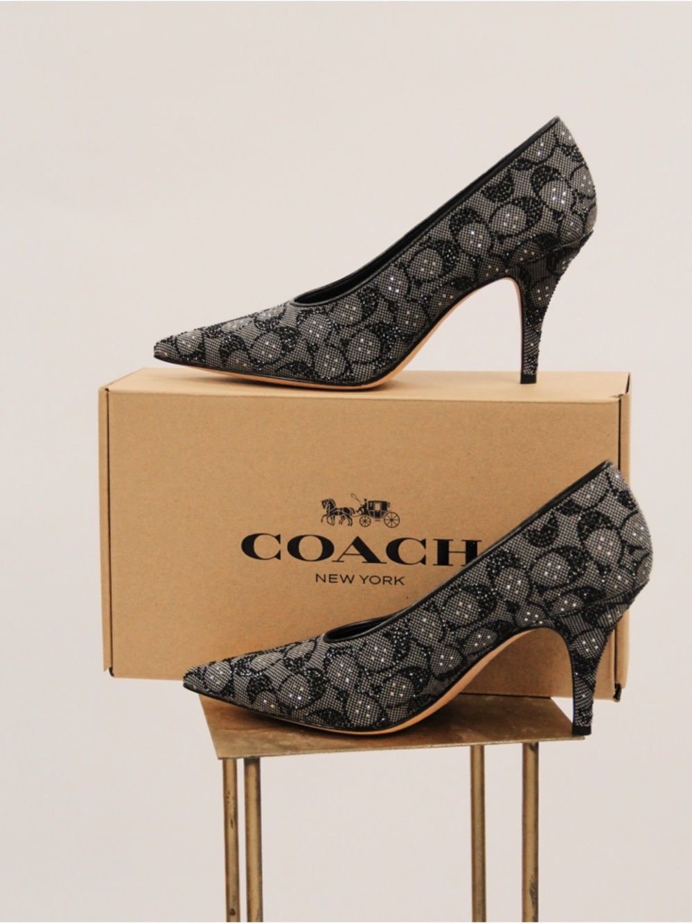 Size 9.5 COACH Crystal Heels NEW